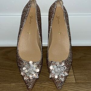 Gold sparkly flats